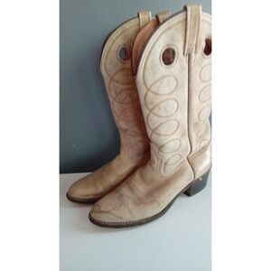 Cowboy Boots Western Style Pull On Tan‎ Leather Boots Rodeo Size?